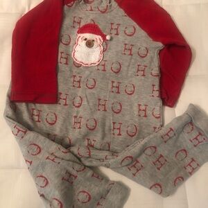 Mud Pie Santa Ho Ho Ho Kids Pajama Set - Red and Gray